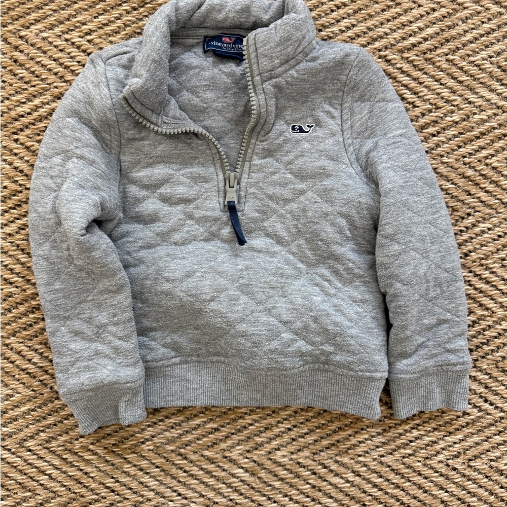 Vineyard Vines Kids Gray Quilted Pullover